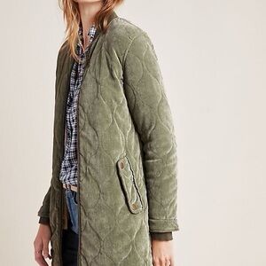Anthropologie Quilted Jacket - Moss Green